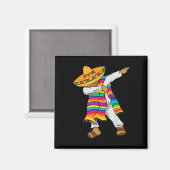 Cinco De Mayo Dabbing Mexicaans Poncho Kinder Peut Magneet (Voorkant / Achterkant)