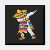 Cinco De Mayo Dabbing Mexicaans Poncho Kinder Peut Magneet (Voorkant)