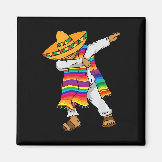 Cinco De Mayo Dabbing Mexicaans Poncho Kinder Peut Magneet (Voorkant)
