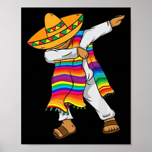 Cinco De Mayo Dabbing Mexicaans Poncho Kinder Peut Poster (Voorkant)