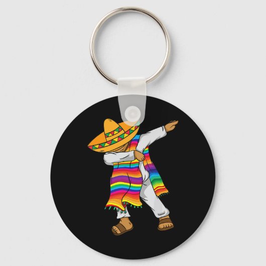 Cinco De Mayo Dabbing Mexicaans Poncho Kinder Peut Sleutelhanger (Voorkant)