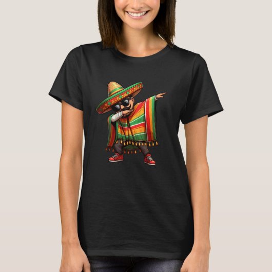 Cinco de Mayo Dabbing Mexicaanse Poncho Sombrero P T-shirt (Voorkant)