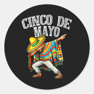 Cinco de Mayo Dabbing Mexican Poncho Sombrero Pet Ronde Sticker