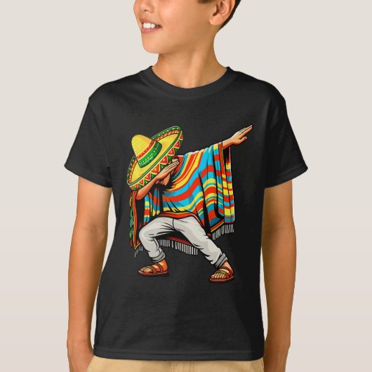 Cinco de Mayo Dabbing Mexican Poncho Sombrero Pet T-shirt (Voorkant)