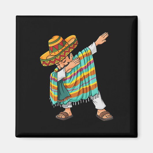 Cinco de Mayo Dabbing Poncho Sombrero Fun Mexicaan Magneet (Voorkant)