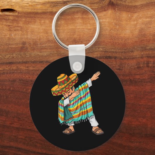 Cinco de Mayo Dabbing Poncho Sombrero Fun Mexicaan Sleutelhanger (Achterkant)