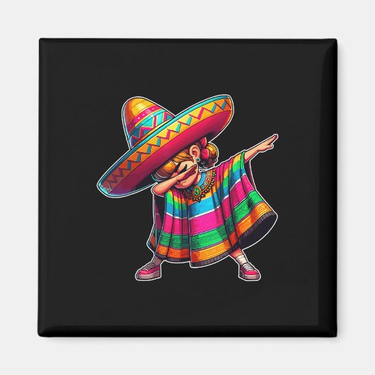 Cinco De Mayo Dabbing Poncho Sombrero Mexican Dab Magneet (Voorkant)