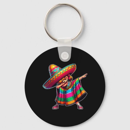 Cinco De Mayo Dabbing Poncho Sombrero Mexican Dab Sleutelhanger (Voorkant)