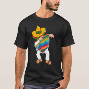 Cinco De Mayo Dabbing Poncho Sombrero Mexico Let's T-shirt