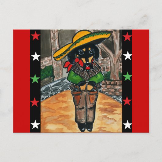 Cinco de mayo-dachshonden briefkaart (Voorkant)