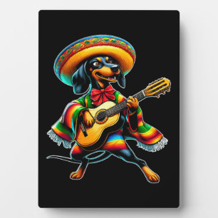 Cinco de Mayo Dachsund Mariachi Gitaar Fotoplaat