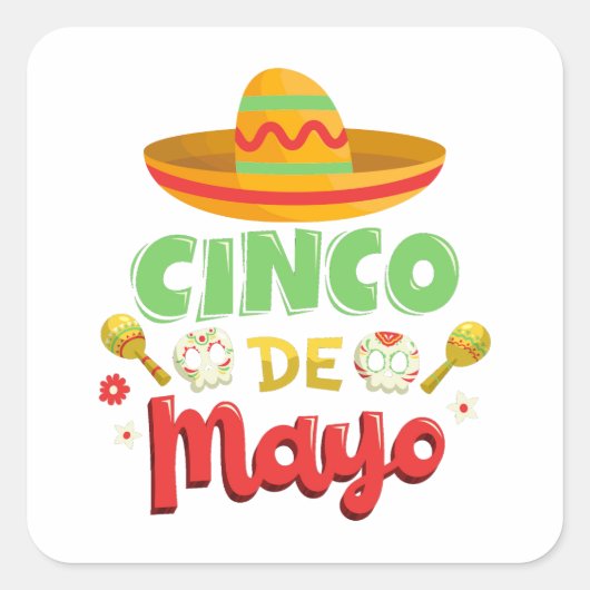 Cinco De Mayo Dag, Happy Cinco de mayo Vierkante Sticker (Voorkant)