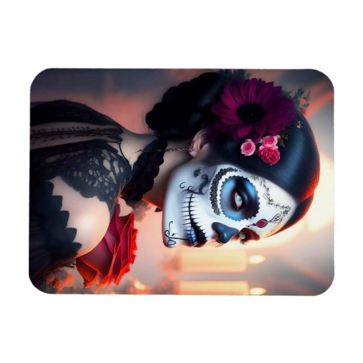 Cinco de Mayo Dag van de Dode Schoonheid met Roos  Magneet (Horizontaal)