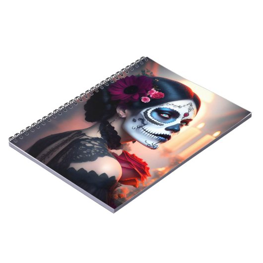 Cinco de Mayo Dag van de Dode Schoonheid met Roos  Notitieboek (Linkerzijde)