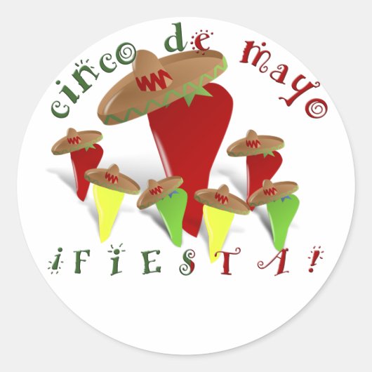 Cinco de Mayo Dancing Peppers Ronde Sticker (Voorkant)