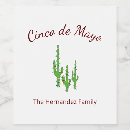 Cinco de Mayo Desert Cactus Fiesta Party Wijn Etiket (Enkel label)