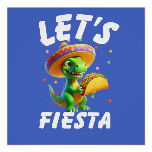 Cinco de Mayo dinosaurus eten taco Perfect Poster (Voorkant)
