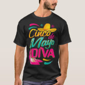 Cinco de Mayo diva met een methaansombrero en een  T-shirt (Voorkant)