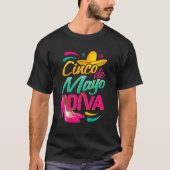 Cinco de Mayo Diva met een Mexicaanse Sombrero en  T-shirt (Voorkant)