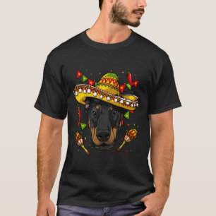 Cinco De Mayo Dobermann Mannen Vrouwen Kind Sombre T-shirt
