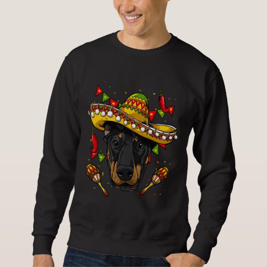 Cinco De Mayo Dobermann Mannen Vrouwen Kind Sombre Trui (Voorkant)