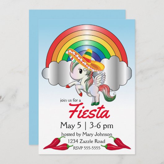 Cinco de Mayo Eenhoorn Pegasus Kaart (Voorkant / Achterkant)