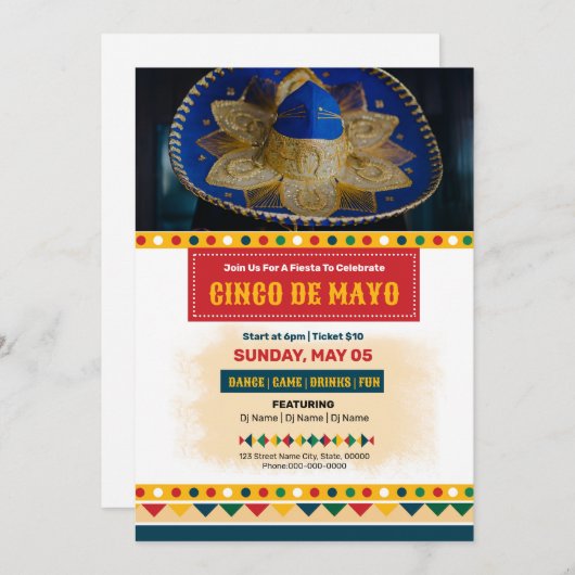 Cinco De Mayo Evenementenflyer Kaart (Voorkant / Achterkant)