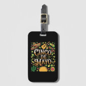 Cinco De Mayo Feest Cute Feest Elementen Bagagelabel (Voorkant (verticaal))