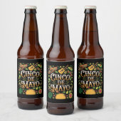 Cinco De Mayo Feest Cute Feest Elementen Bier Etiket (Flessen)