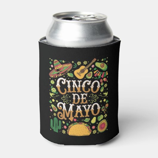 Cinco De Mayo Feest Cute Feest Elementen Blikjeskoeler (Blikje Voorkant)