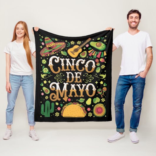 Cinco De Mayo Feest Cute Feest Elementen Fleece Deken (In situ)