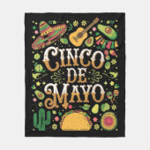 Cinco De Mayo Feest Cute Feest Elementen Fleece Deken (Voorkant)