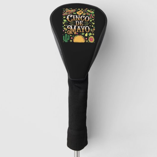 Cinco De Mayo Feest Cute Feest Elementen Golfheadcover (Voorkant)