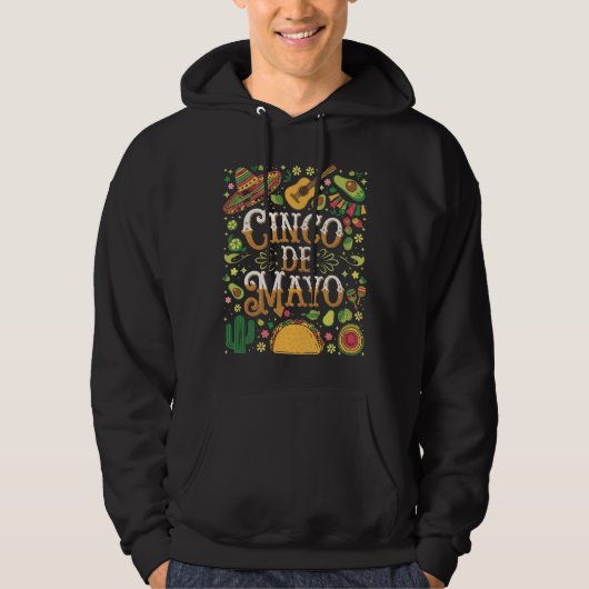 Cinco De Mayo Feest Cute Feest Elementen Hoodie (Voorkant)