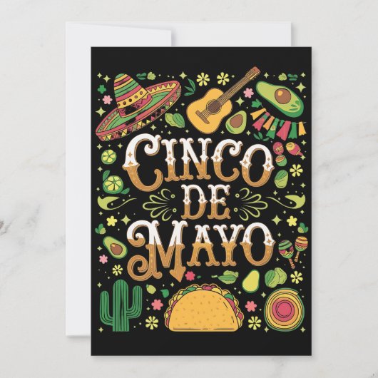 Cinco De Mayo Feest Cute Feest Elementen Kaart (Voorkant)