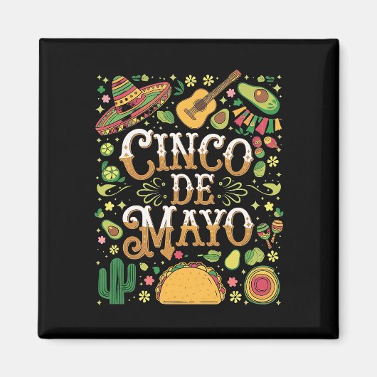 Cinco De Mayo Feest Cute Feest Elementen Magneet (Voorkant)