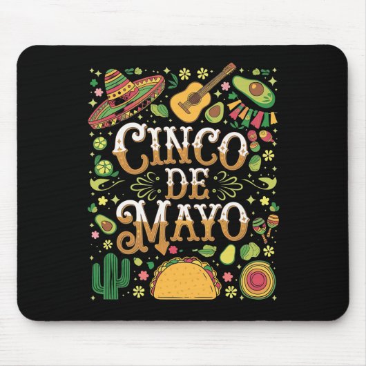 Cinco De Mayo Feest Cute Feest Elementen Muismat (Voorkant)