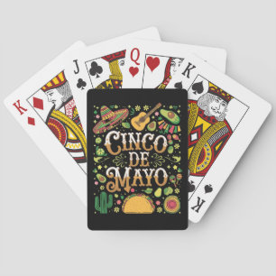 Cinco De Mayo Feest Cute Feest Elementen Pokerkaarten