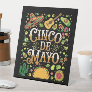 Cinco De Mayo Feest Cute Feest Elementen Reclamebord Met Voetstuk