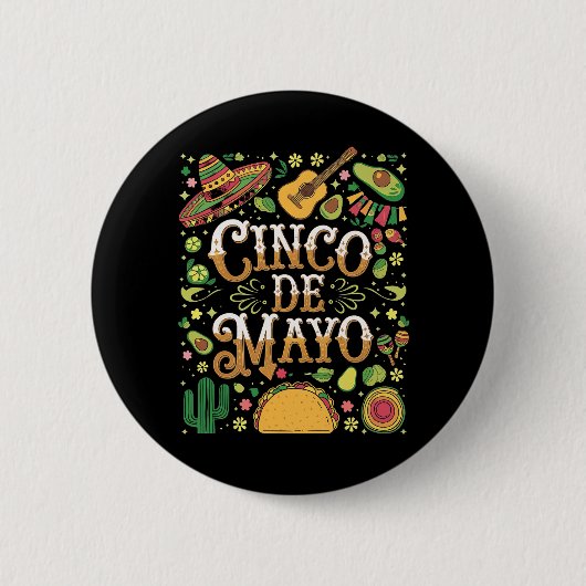 Cinco De Mayo Feest Cute Feest Elementen Ronde Button 5,7 Cm (Voorkant)