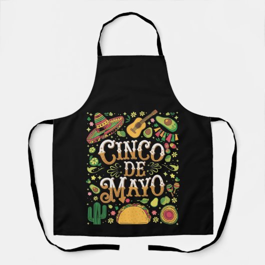 Cinco De Mayo Feest Cute Feest Elementen Schort (Voorkant)
