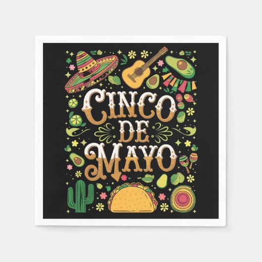 Cinco De Mayo Feest Cute Feest Elementen Servet (Voorkant)