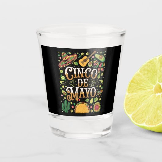 Cinco De Mayo Feest Cute Feest Elementen Shot Glas (Voorkant)