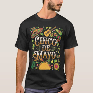 Cinco De Mayo Feest Cute Feest Elementen T-shirt
