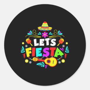 Cinco De Mayo Feest Laten We Mexicaans Feest Viere Ronde Sticker