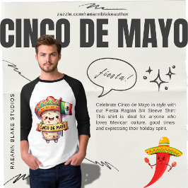 Cinco de Mayo Feest Raglan 3/4 Mouwen T-Shirt