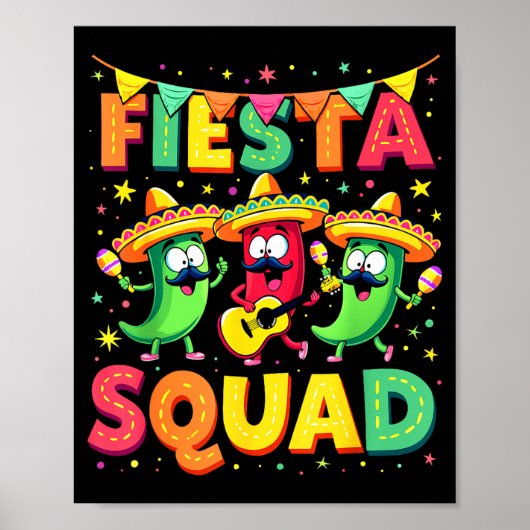 Cinco De Mayo Feest Squad Chili Peppers Mexicaans  Poster (Voorkant)