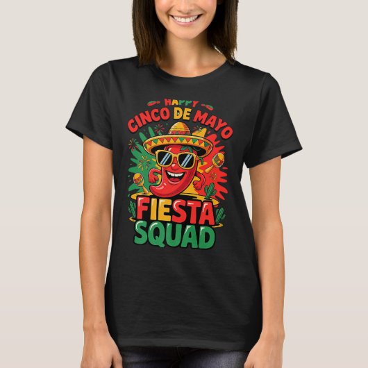 Cinco De Mayo Feest Squad Grappige Mexicaanse 5 De T-shirt (Voorkant)
