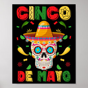 Cinco De Mayo Feest Suiker Schedel Mannen Vrouwen  Poster