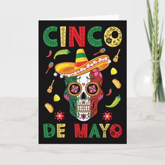 Cinco De Mayo Feest Suiker Schedel Mexicaans Feest Kaart (Voorkant)